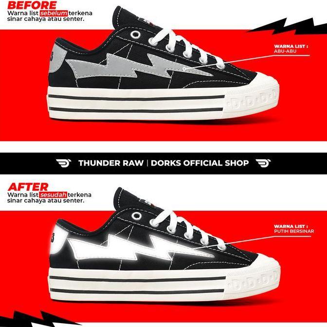 Sepatu Dorks - Thunder RAW (Reflective) Sepatu Snekers Casual Shoes Sekolah Pria Wanita