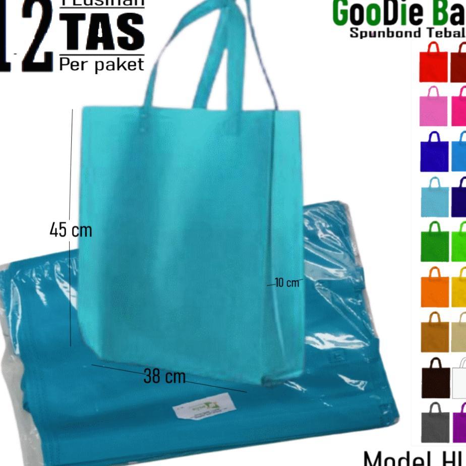 1 Lusinan Isi 12 Tas Kain Spunbond Goodie Bag Tali Ukuran Jumbo Besar Xl 38X45X10 Untuk Shopping / K