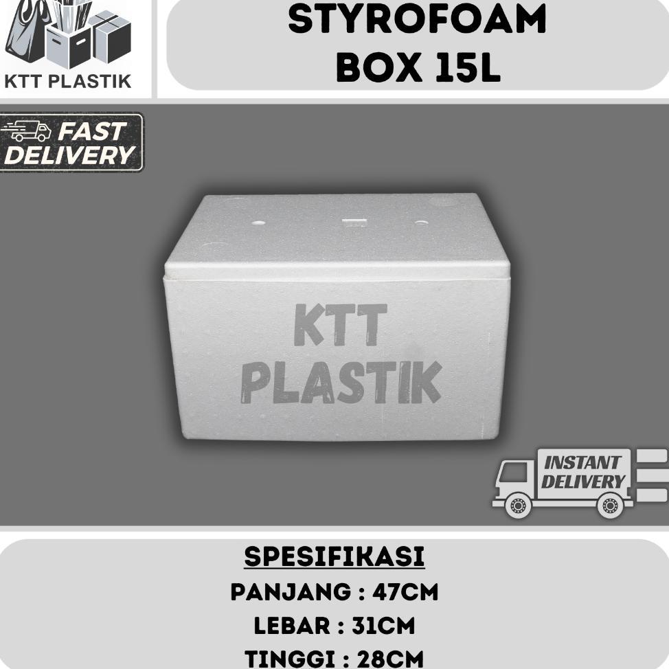 [Instant] Styrofoam Box 15 Liter - Kotak Styrofoam Pendingin Ikan Makanan Es Batu 47X31X28