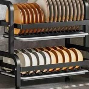 Rak Piring Stainless Steel Tebal Penyimpanan Rak Pengering Piring Mangkok