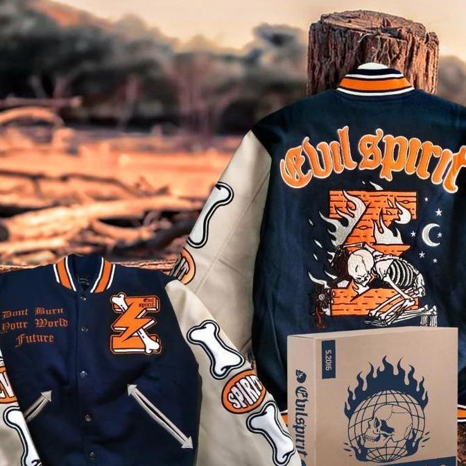 PREMIUM / produk baru EVILSPIRIT VARSITY JACKET - VARSITY CLIMATE SILAHKAN DI