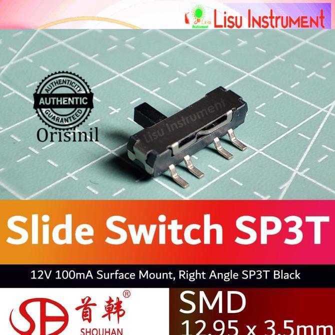 MOTRONICS SMD MINIATURE SLIDE SWITCH 12V 100MA SURFACE MOUNT RIGHT ANGLE SP3T BLACK SHOUHAN ORIGINAL