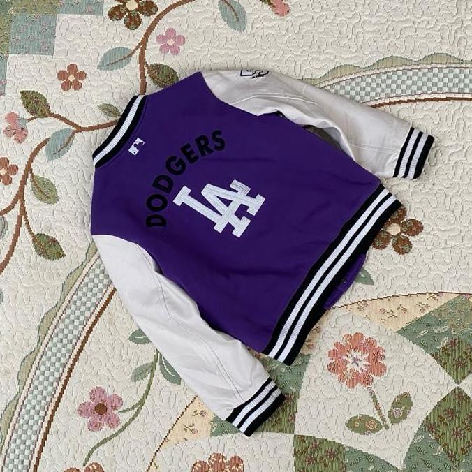 PREMIUM / Varsity Jacket leather anak MLB LA big logo super cakep like new