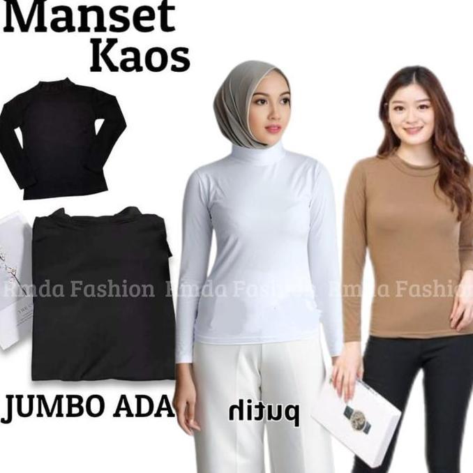 MANSET ATASAN WANITA KRAH TINGGI MANSET POLOS MANSET BAHAN  dalaman  muslim  panjang  dewasa  Kaos N