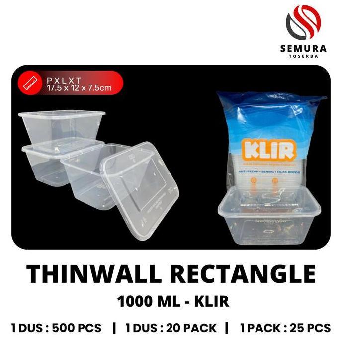 SOFIYAN66 - THINWALL RECTANGLE KLIR 500ML 650ML 750ML 1000ML | WADAH MAKANAN PLASTIK UNTUK MEAL PREP