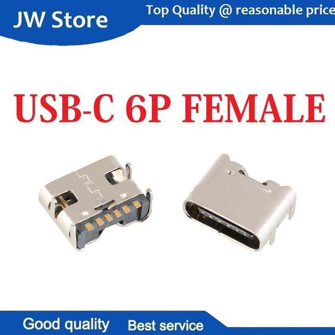 Soket Usb-C Female 6P Usb 3.1 Hd Smt Betina Connector Socket Tipe C