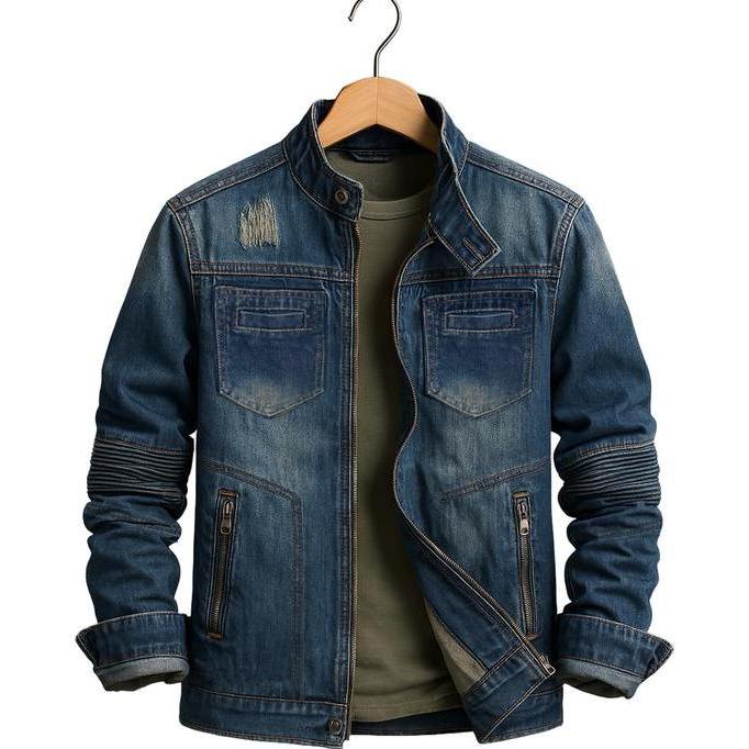 Kop- Jaket Jeans Biker Denim Pria Nita Terbaru Blazer Keren Distro