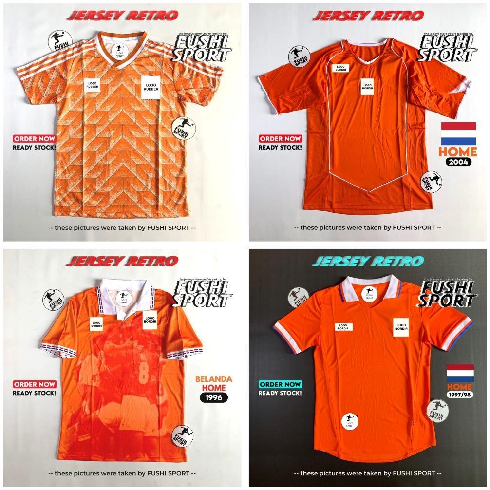 Jersey Bola Belanda Home Retro Bahan Adem S-3XL