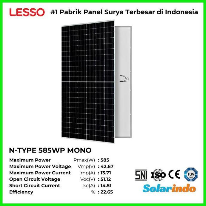 NEW Solar Panel Surya Lesso 550WP 585WP N-Type P-Type Monokristalin