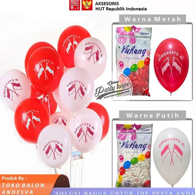 INDA Balon Merah Putih Hut RI Latex / Balon Merah Putih Dirgahayu RI / balon metalik merah putih / b