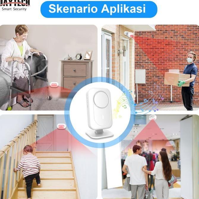 DAYTECH Alarm Infrared Terpisah Sudut Deteksi 180 Rumah Kosong Aman 24 Jam Sensor Gerak Anti Maling 
