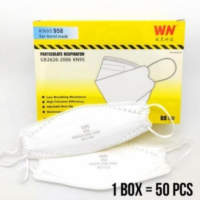 Bebasaja- Masker Kn95 Model Kf94 Korea Evo 4Ply Putih Wn 958 Isi 50 Pcs Duckbll