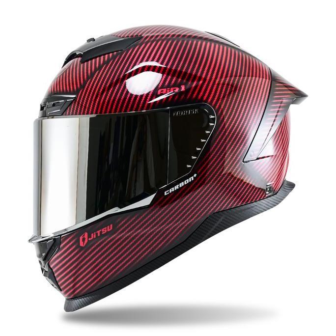 Helm Full Face Helm Jitsu Air 1 Motif Carbon Visor Silver Motorcycle Sporty