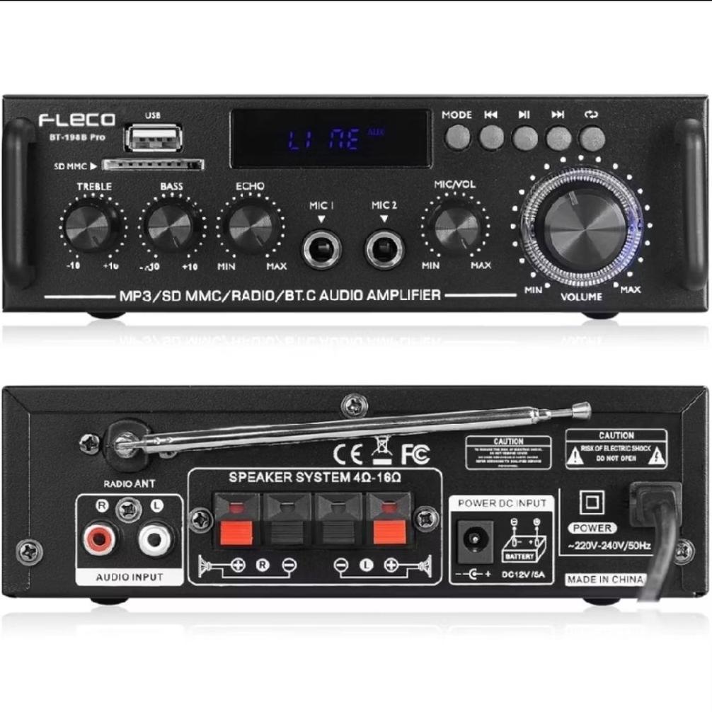 BONUS MIC 2 Amplifier fleco 198B PRO 2000watt amplifier karaoke amplifier bluetooth