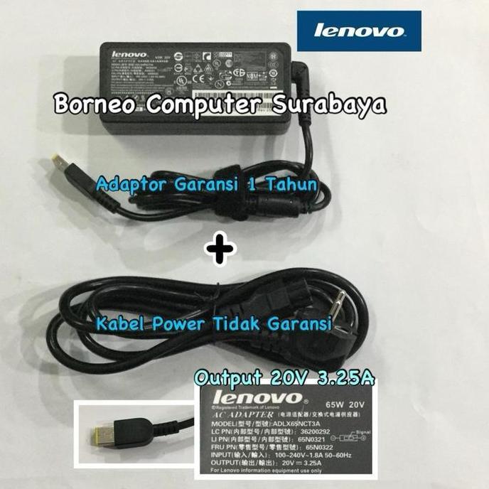 Adaptor Lenovo 20V 3.25A USB + Kabel power