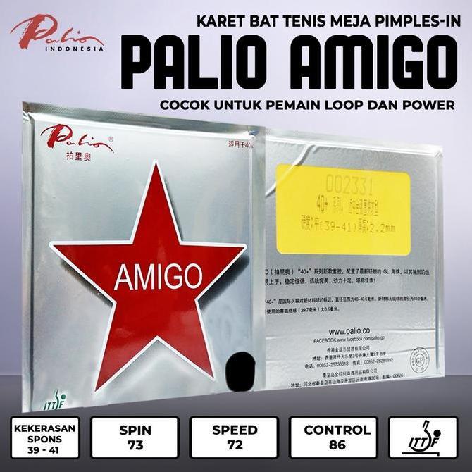 Karet Bat Tenis Meja Pingpong Palio Amigo Tacky Rubber 40+