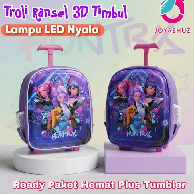Tas Troli Anak Perempuan TK - Tas Sekolah Anak TK - Tas Koper Roda Dorong Anak TK - Joyashuz
