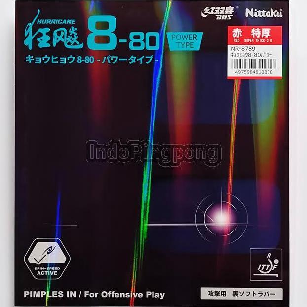 TERMURAH - Nittaku Hurricane 8-80 Power Type 2.0 Super Thick DHS