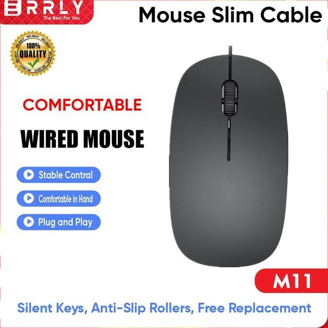 DV141 - ERRLY Mouse Slim M11 Elegan Kabel USB Panjang 2Meter Mouse Gaming Mouse Kantor