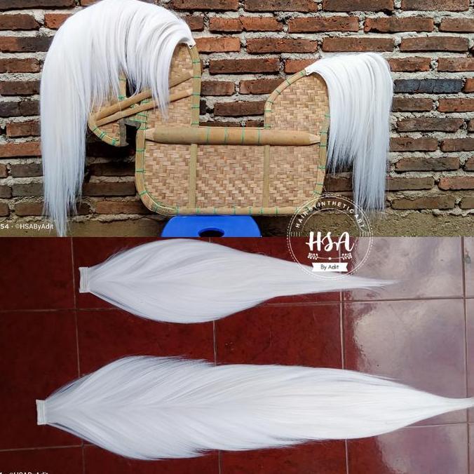 Rambut jaranan sintetis putih tisu/kertas 1 pasang super buntut kuda sintetis clay 24