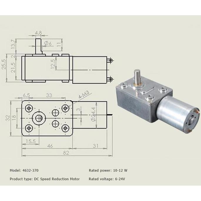 Motor Dc 12V 200Rpm Turbo Worm Gear High Torque Motor Gear Box Gir Box