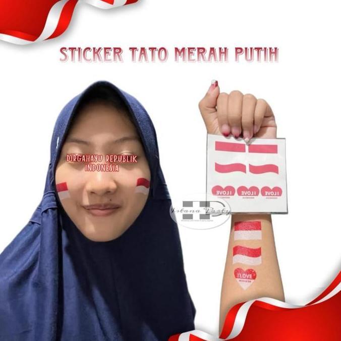 Temporary Tattoo / Tato Bendera Merah Putih Pipi Muka Tangan
