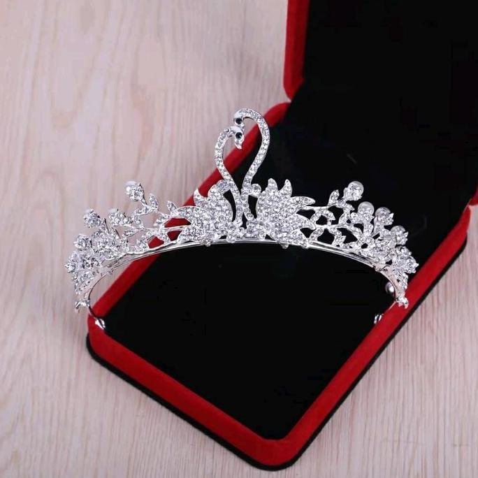 Welnew- Angsa Wedding Crown - Mahkota Motif Dua Angsa - Tiara Crown Mahkota Pengantin