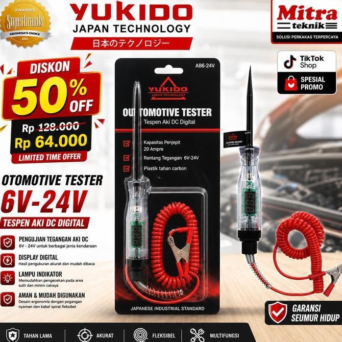 Selsi_Shop99 - Yukido Tespen Digital Dc Tester 6V/12V/24V Auto Voltage Universal Digital Obeng Testp