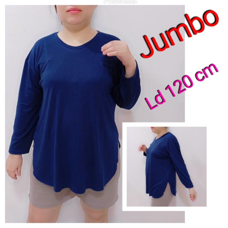KAOS JUMBO LENGAN 7/8 - KAOS OVERSIZE JUMBO SPANDEX HALUS - KAOS MODEL OVAL