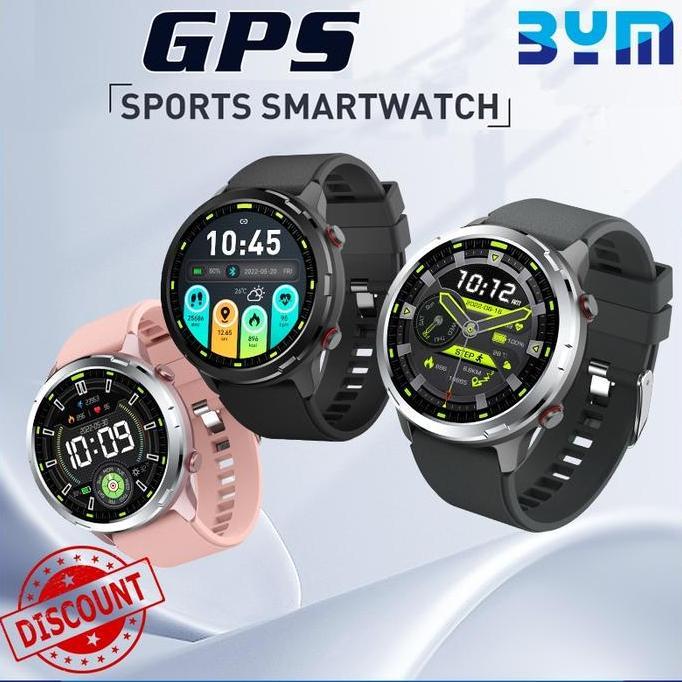 BYM S47 GPS Smartwatch Compas Strava Olahraga Running IP68 Tahan Air  Multi-Sport Strava Aplication 