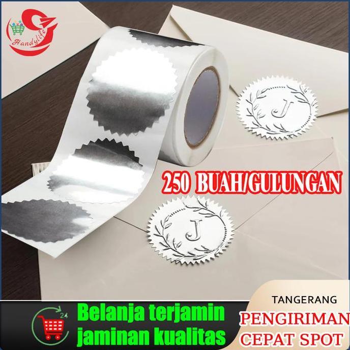 CALYEUM 250pcs Sticker Logo Emboss Emas Perak Stempel Embos Dekorasi Sticker Sertifikat Emboss Stick