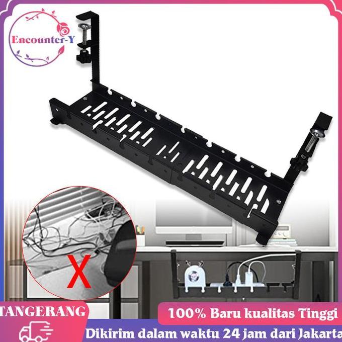 YUTUSAKA Cable Organizer Meja | Cable Management Under Desk | Rak Kabel Management Stainless Steel