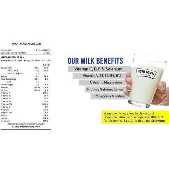 Cow- Susu Hometown Milk Fresh Milk 1 L - Home Town Susu Sapi Segar