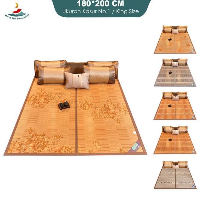 HOME MAT DECORATION Tikar Bambu Lipat Serbaguna Hemat Tempat Desain Klasik Elegan Uk 120 160 180x200