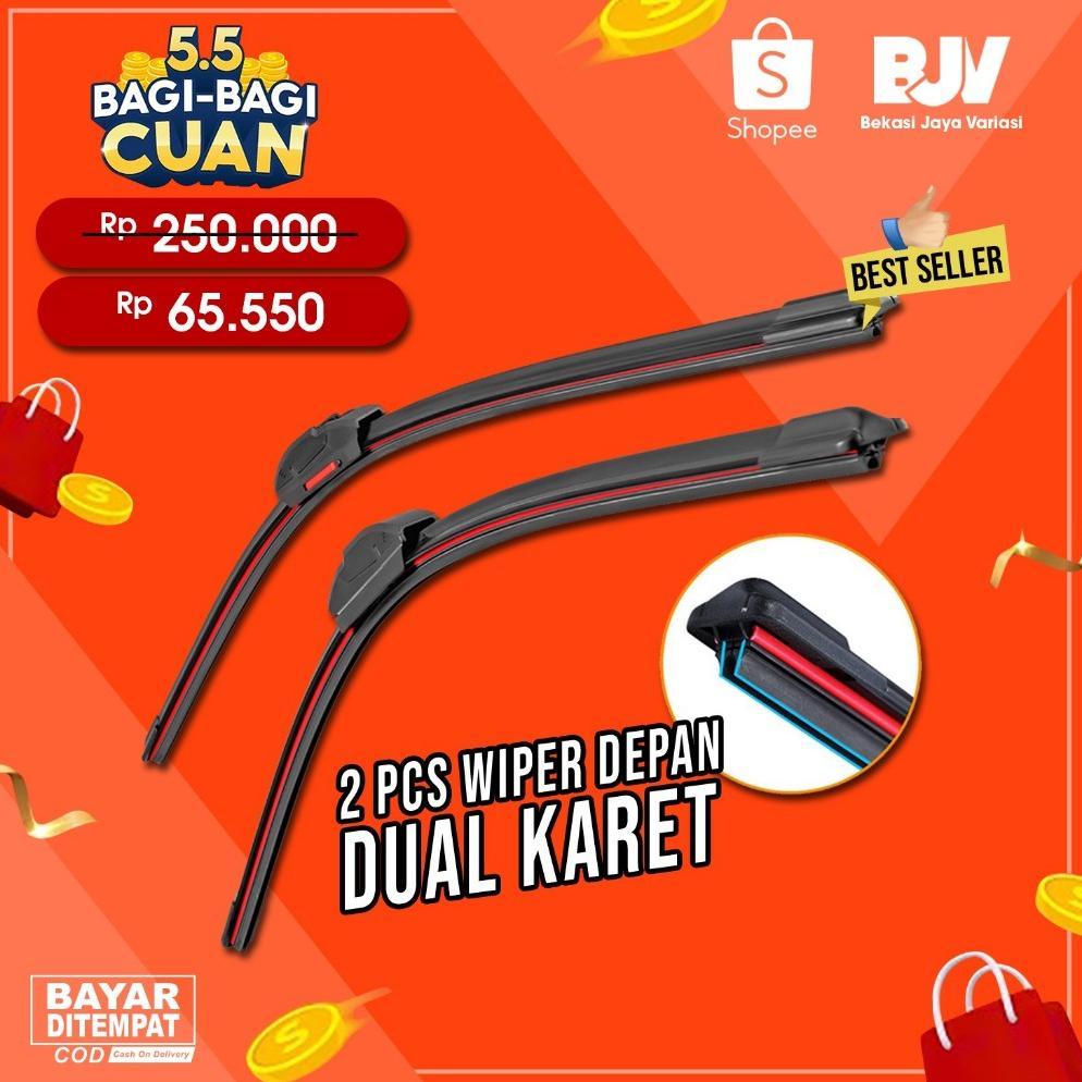 Wiper Mobil Dual Blade - Universal Semua Mobil - Wiper Frameless Dual Karet Double Blade Layer