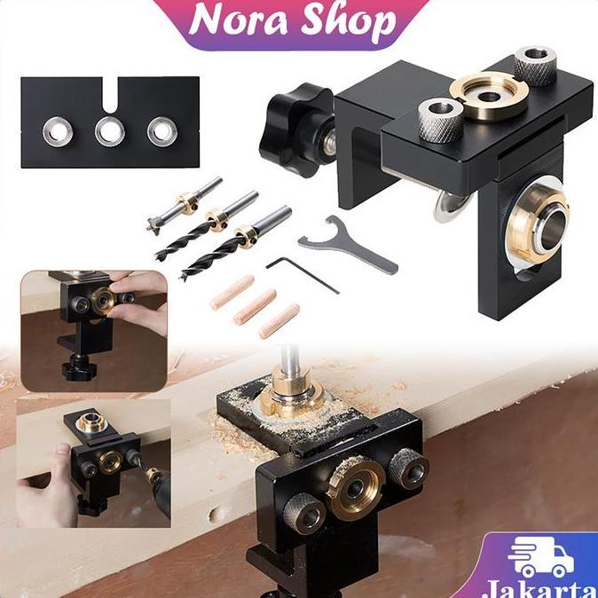 IUMAORI Hinge Hole Drill 3-In-1 Hole Jig Drill Jig Bor Hole Saw  Jig Lubang Bor Engsel Sendok Alat B
