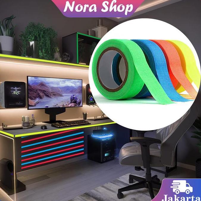 IUMAORI 3m Luminous Tape Selotip Lakban Fosfor Glow In The Dark Luminous Adhesive Tape Lakban Fosfor
