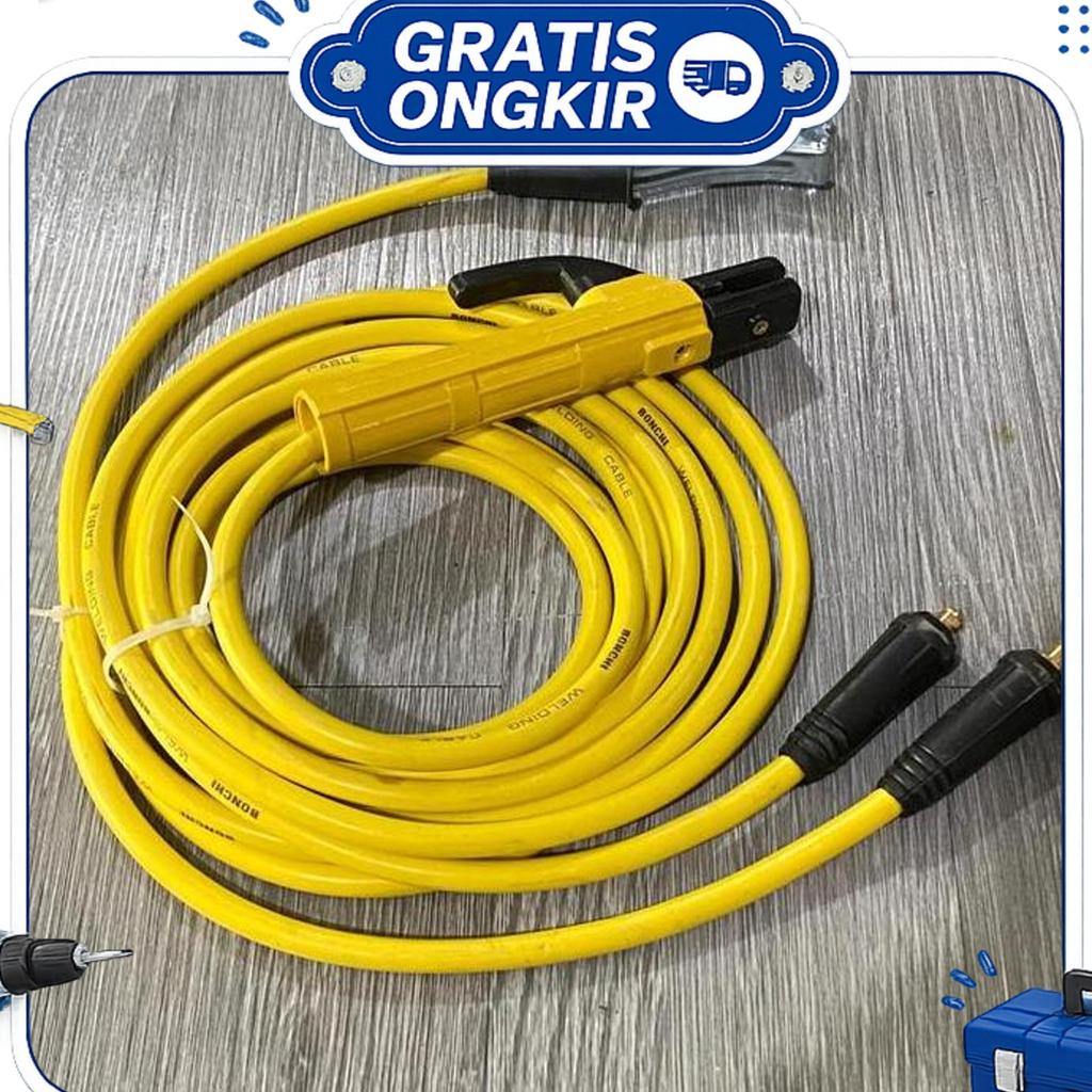 Tang Las Set 5 Meter Stang Las Full Termbaga Set Masa 25Mm Kabel 2M Bonchi 300 A Kuning Kabel Las Li