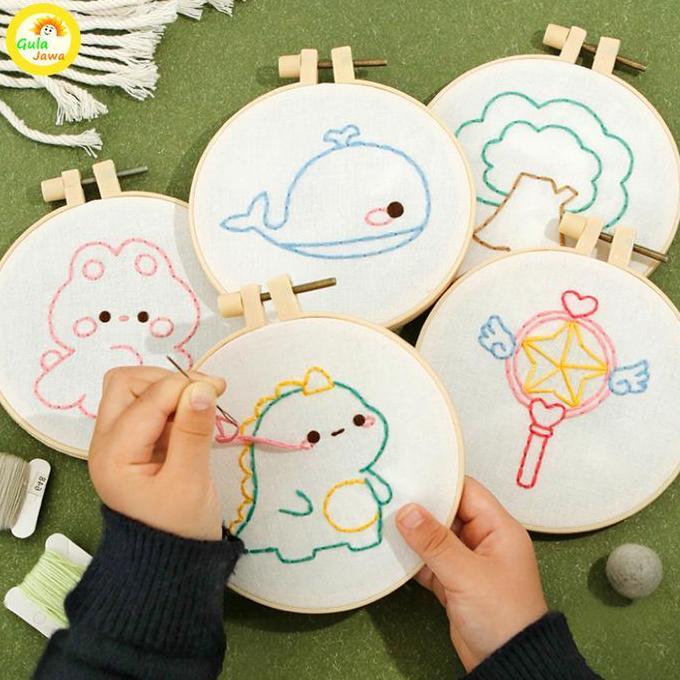 MATSURIKO Embroidery Kit Colorfull Ed/Menyulam Kit Pemula/Menyulam Untum Pemula
