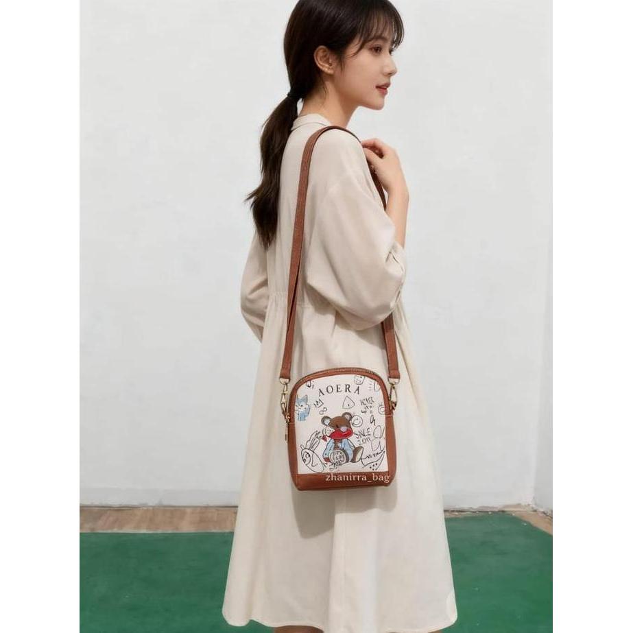 DR205 - Tas Slingphone Wanita kekinian slingphone 2 ruang anti air AOERA LOTUS