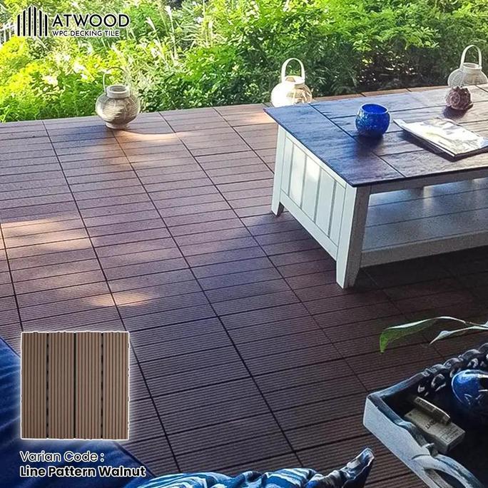 Decking Tile WPC Outdoor DIY / Lantai Kayu Ubin Teras Taman Kolam Renang, Bongkar Pasang