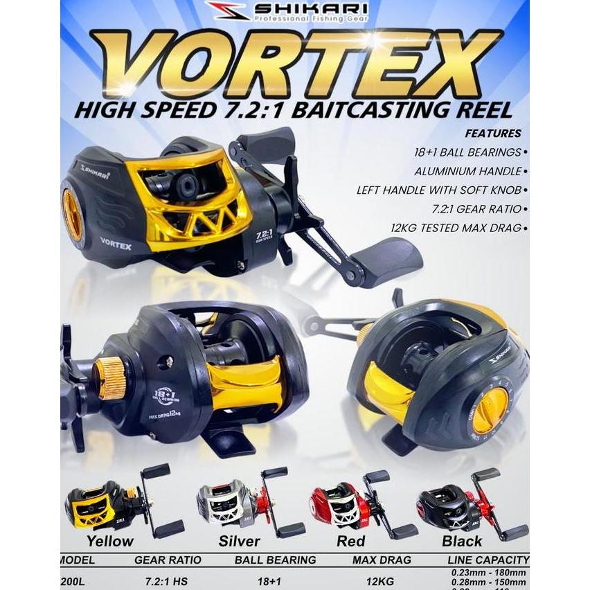 Reel BC Shikari VORTEX Reel Pancing Baitcasting High Speed 7.2:1