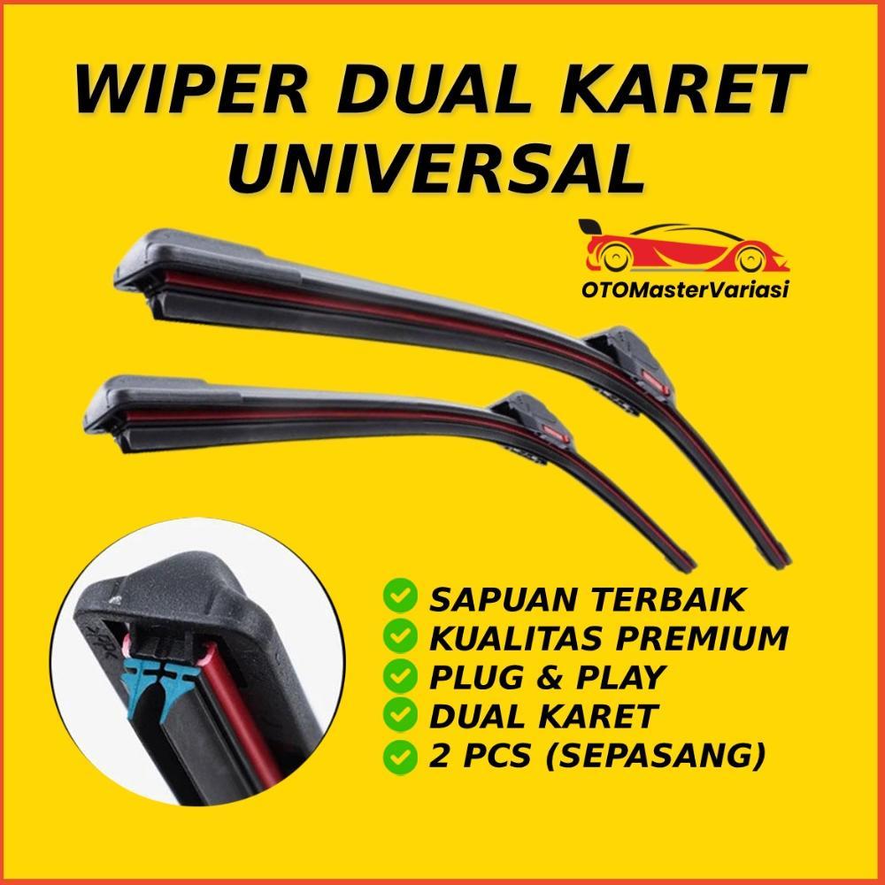 Wiper Frameless Dual Blade Universal Model Karet Ganda Untuk Semua Jenis Mobil Dual Wiper Blade
