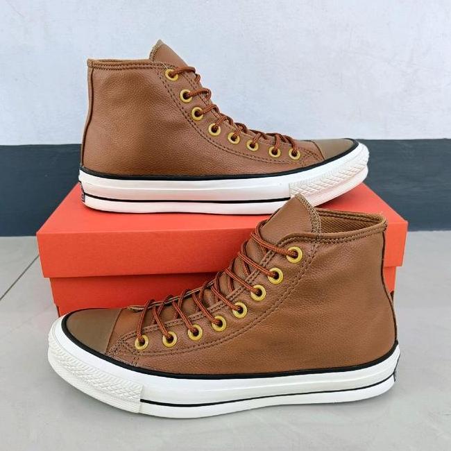 Sepatu Sneakers Alstr Kulit Coklat Muda Boots Terlaris Priawanita Shoes Brown