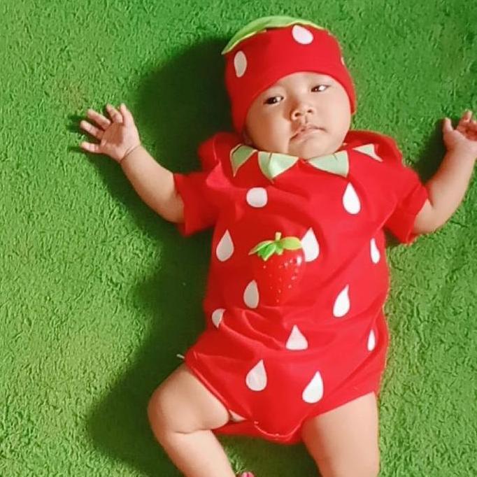 Aka- Baju Kaos Jumper Bayi Karakter Romper Set Jamper Pakaian Laki Laki Perempuan Newborn Buah Hen B