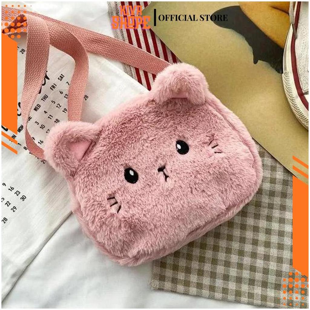 Tas Anak Model Kucing Kelinci Mini Tas Selempang Kepala Tikus Perempuan Cat Rabbit Lucu Cute GD Ori