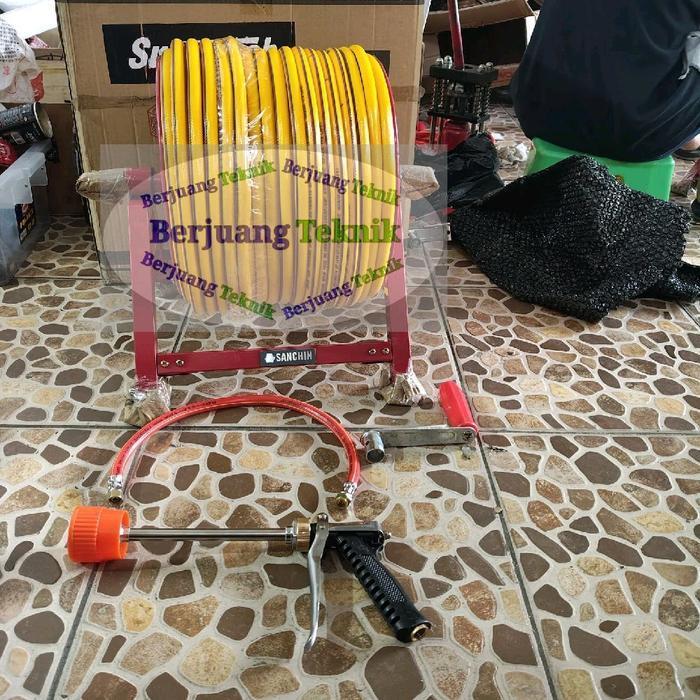 SELANG SPRAYER, SELANG STEAM, SELANG AIR 100 METER KOMPLIT GULUNGAN DAN STIK GUN SPRAYER || SELANG S