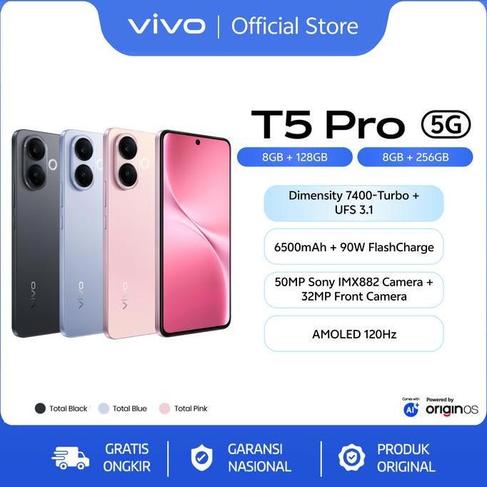 [ONLINE EXCLUSIVE] vivo T5 Pro 5G - Dimensity 7400-Turbo 5G + UFS 3.1, 6500 mAH + 90W FlashCharge, O
