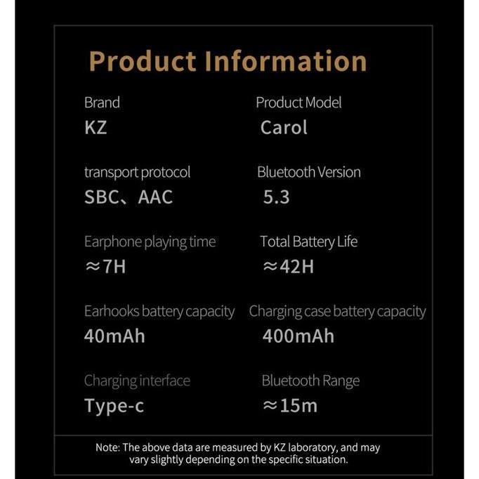 KZ Carol ANC TWS Wireless Earphone Headset Earbuds Bluetooth 5.3 HD Call HiFi Noise Cancelling