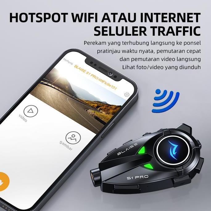 Blaise S1 PRO Intercom HeadsetHelm Motor Kamera Rekam Recorder Interkom Helm Waterproof intercome Ba